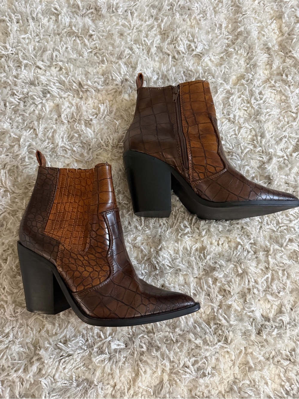 brown mock crocs